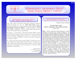 K&uml;orezl˙ıo˘glu Arastırma&uml;Od&uml;ul&uml;u Yel˙ız Yolcu Okur