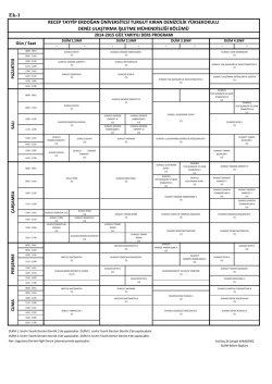 2014-2015 G&uuml;z Yarıyılı Ders Programı