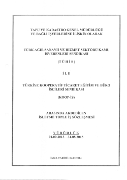 Toplu İş Sözleşmesi - Tapu ve Kadastro Genel Müdürlüğü