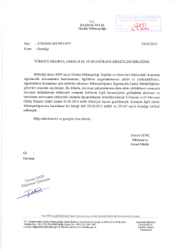 Sigortacılık Genel M&uuml;d&uuml;rl&uuml;ğ&uuml; E-Duyuru ve E