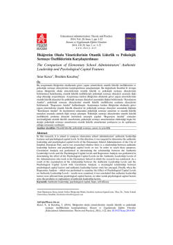 İlk&ouml;ğretim Okulu Y&ouml;neticilerinin Otantik Liderlik ve