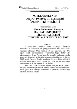 NOBEL &Ouml;D&Uuml;L&Uuml;N&Uuml;N ORHAN PAMUK ve ESERLERİ &Uuml;ZERİNDEKİ