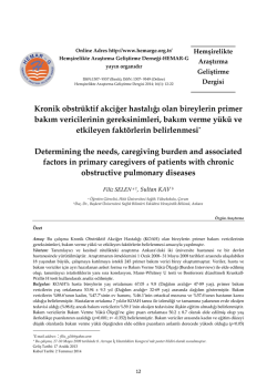 Kronik obstr&uuml;ktif akciğer hastalığı olan bireylerin primer bakım