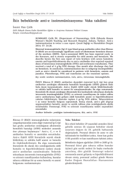 İkiz bebeklerde anti-e izoimmünizasyonu: Vaka takdimi