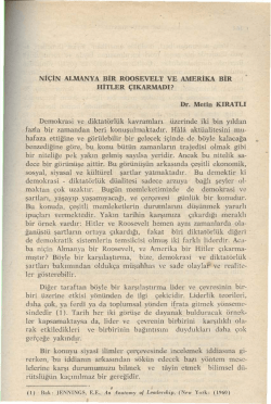 Ni&ccedil;in Almanya Bir Roosevelt ve Amerika Bir Hitler &Ccedil;ıkarmadı