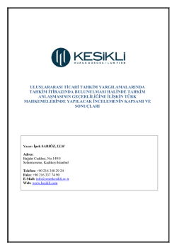 uluslararası ticari tahkim yargılamalarında tahkim itirazında