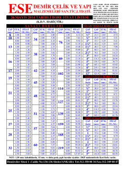 G&Uuml;ncel Fiyat Listesi İ&ccedil;in Tıklayınız