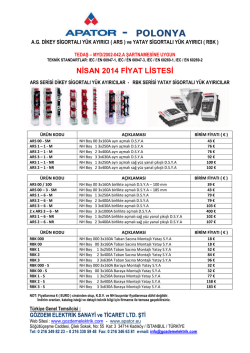 nisan 2014 fiyat listesi - G&ouml;zdem elektrik sanayi ve ticaret ltd.Şti.