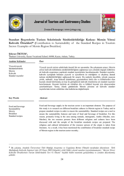 Standart Re&ccedil;etelerin Turizm Sekt&ouml;r&uuml;nde S&uuml;rd&uuml;r&uuml;lebilirliğe Katkısı