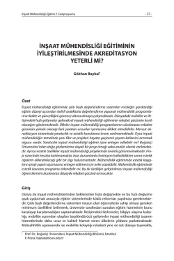 inşaat m&uuml;hendisliği eğitiminin iyileştirilmesinde akreditasyon yeterli