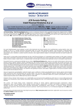 JCR - Eurasia Rating Kredi Derecelendirme Notu