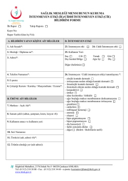 (ie)/ciddi istenmeyen etki (cie) bildirim formu