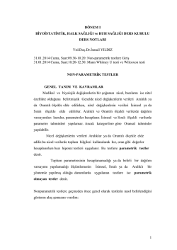 1 D&Ouml;NEM I BİYOİSTATİSTİK, HALK SAĞLIĞI ve