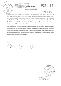 EK İMZA sİRK&Uuml;LERİ - Rabobank AŞ T&uuml;rkiye