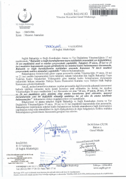 sAĞLıK BAKANLIĞI l l - Tekirdağ Sağlık M&uuml;d&uuml;rl&uuml;ğ&uuml;