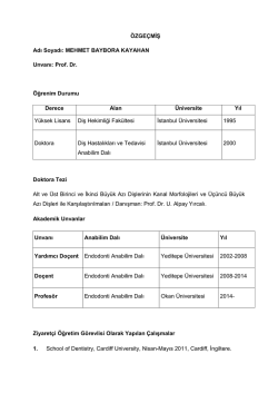 CV - Okan &Uuml;niversitesi Diş Hekimliği Fak&uuml;ltesi Hastanesi