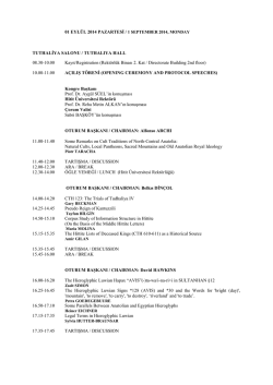 01 EYL&Uuml;L 2014 PAZARTESİ - 9.th International congress of hittitolog