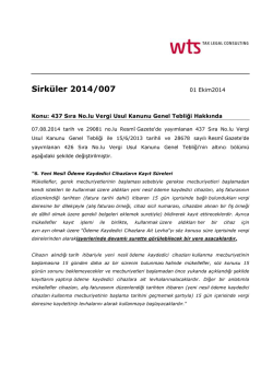 437 Sıra No.lu Vergi Usul Kanunu Genel Tebligi