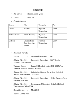 Duysal Aşkun &Ccedil;elik &bull; Unvanı - İstanbul Kemerburgaz &Uuml;niversitesi