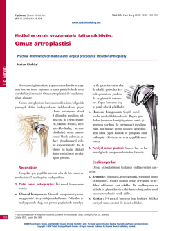 Omuz artroplastisi - T&uuml;rkiye Aile Hekimliği Dergisi