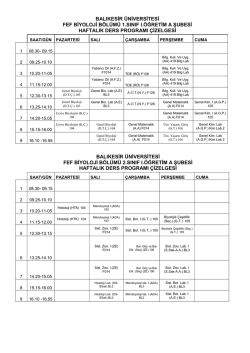 BALIKESİR ÜNİVERSİTESİ FEF BİYOLOJİ BÖLÜMÜ 1.SINIF I