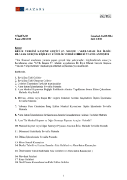 GELİR VERGİSİ KANUNU GE&Ccedil;İCİ 67. MADDE