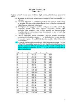 1 &Ouml;NG&Ouml;R&Uuml; TEKNĐKLERĐ &Ouml;DEV 5 (KEY) Aşağıda verilen Y zaman