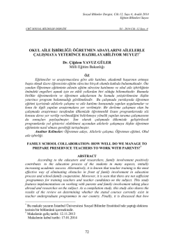 &Ouml;ğretmen Adaylarını Ailelerle &Ccedil;alışmaya Yeterince Hazırlayabiliyor