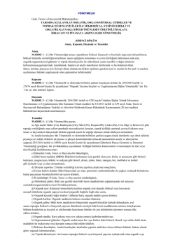 YÖNETMELİK Gıda, Tarım ve Hayvancılık