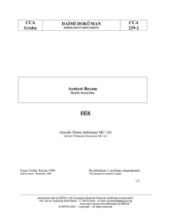 CCA Grubu DAİMİ DOKÜMAN CCA 229-2 Ayniyet Beyanı CCA