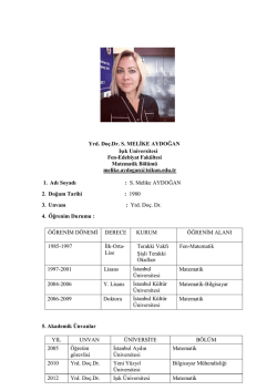 Sayı: B - Işık &Uuml;niversitesi