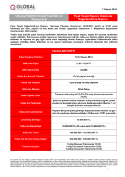 Fiyat Tespit Değerlendirme Raporu