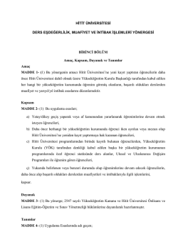 Hitit &Uuml;niversitesi Ders Eşdeğerlilik, Muafiyet Ve İntibak İşlemleri
