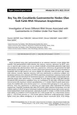 Beş Yaş Altı &Ccedil;ocuklarda Gastroenterite Neden Olan Yedi Farklı RNA