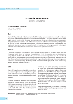 KOZMETİK AKUPUNKTUR - Ankara Akupunktur Derneği