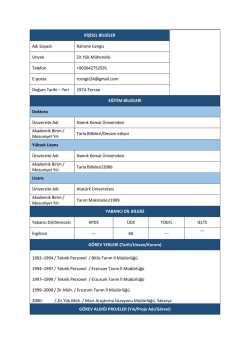 KİŞİSEL BİLGİLER Adı Soyadı Rahime Cengiz Unvan Zir.Yük