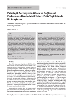 Psikolojik Sermayenin G&ouml;rev ve Bağlamsal
