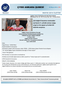 Mayıs 2014 İletisi - ÇYDD Ankara Şubesi