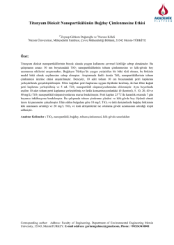 Titanyum Dioksit Nanopartik&uuml;l&uuml;n&uuml;n Buğday &Ccedil;imlenmesine Etkisi