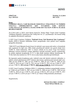 İNDİRİMLİ ORANA TABİ İŞLEMLER NEDENİYLE