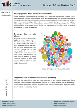 Kişi başı gelirimiz d&uuml;nya ortalamasının &uuml;zerindedir D&uuml;nya