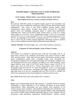 Ekmeklik Buğday &Ccedil;eşitlerinin Verim ve Kalite