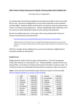 2023 Yılında Türkiye Ekonomisi En Büyük 10 Ekonomiden Birisi