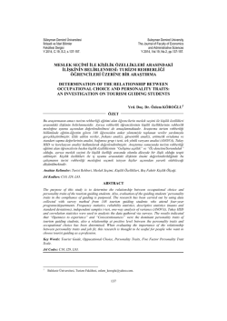 MESLEK SEÇĠMĠ ĠLE KĠġĠLĠK ÖZELLĠKLERĠ ARASINDAKĠ