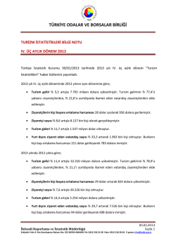 2013 Yılı IV. &Uuml;&ccedil; Aylık D&ouml;nem Turizm İstatistikleri