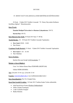 DUYURU IV. DENEY HAYVANLARI KULLANIM SERTİFİKASI