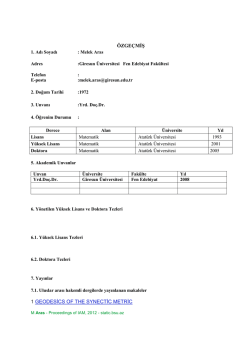 Yrd.Do&ccedil;.Dr. Melek ARAS - Fen Edebiyat Fak&uuml;ltesi Matematik B&ouml;l&uuml;m&uuml;