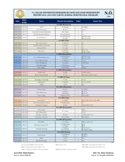 &Ccedil;evre M&uuml;hendisliği N.&Ouml; 2014-2015 G&uuml;z D&ouml;nemi Final Sınav Programı