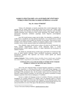 Korece S&ouml;zc&uuml;klerin Anlam İlişkileri Y&ouml;n&uuml;nden T&uuml;rk&ccedil;e S&ouml;zc&uuml;klerle