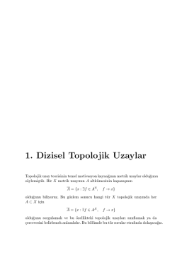 1. Dizisel Topolojik Uzaylar